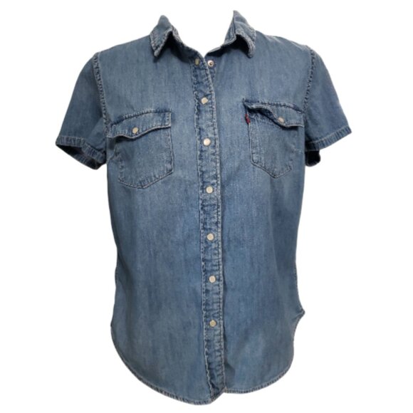 Levi's Womens Jean Short Sleeved Button Down Shirt Medium - Picture 1 of 6